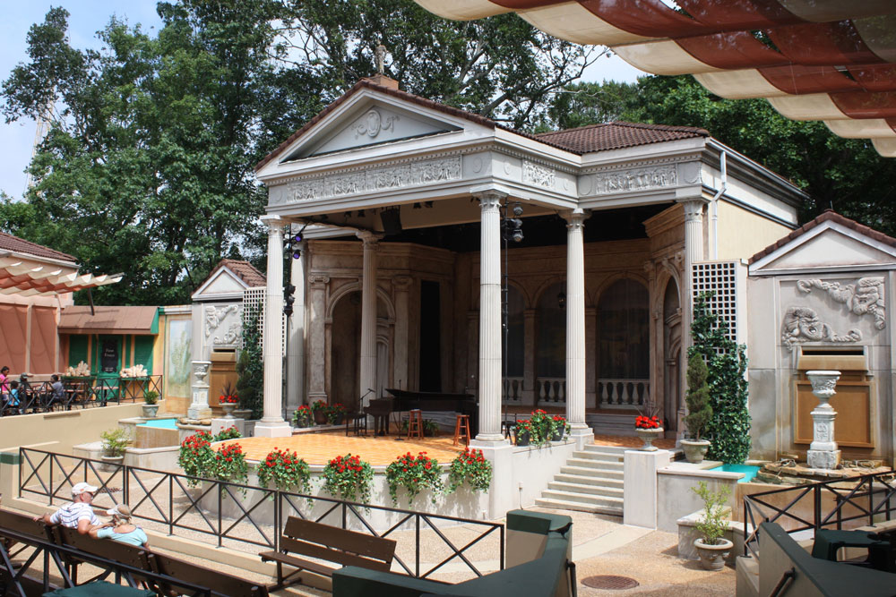 Stage and Outdoor Seating Busch Gardens Williamsburg Italy