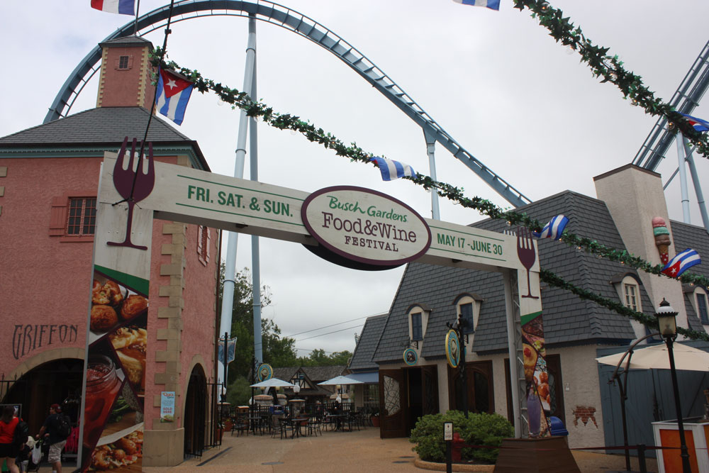 Busch Gardens Williamsburg Food and Wine Festival Sign in France