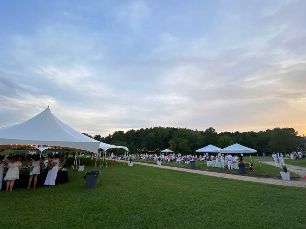 People gathering on the lawn to enjoy the Midsummer Night's Party at Williamsburg Winery