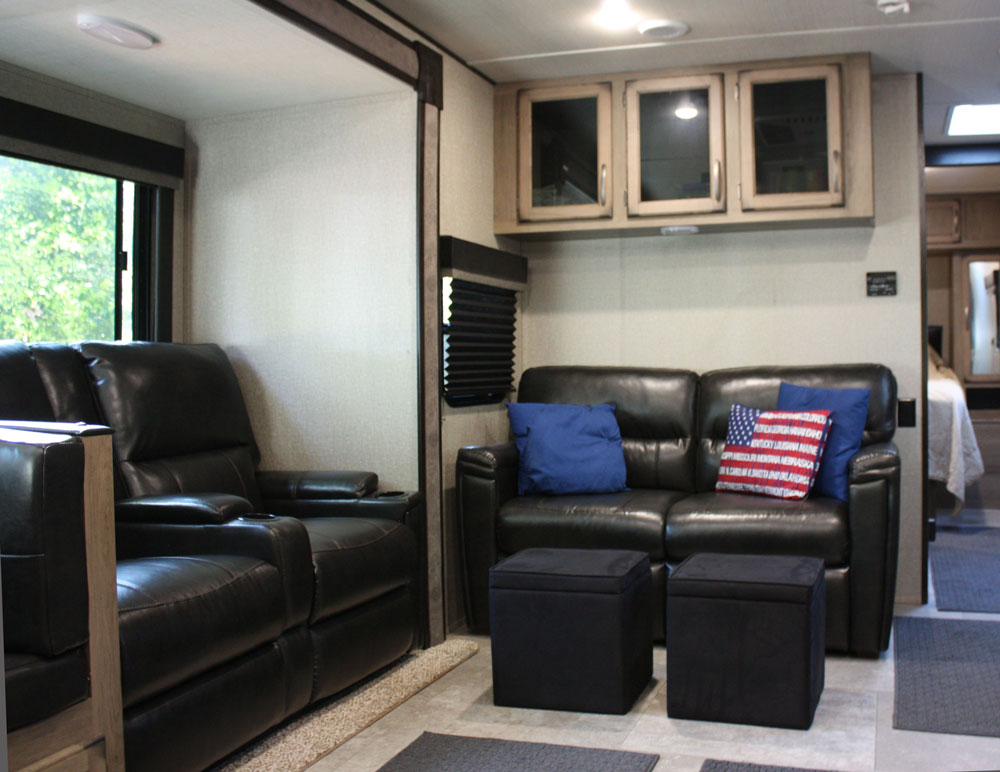 Couch and Recliners in Grand Design Transcend 28 MKS