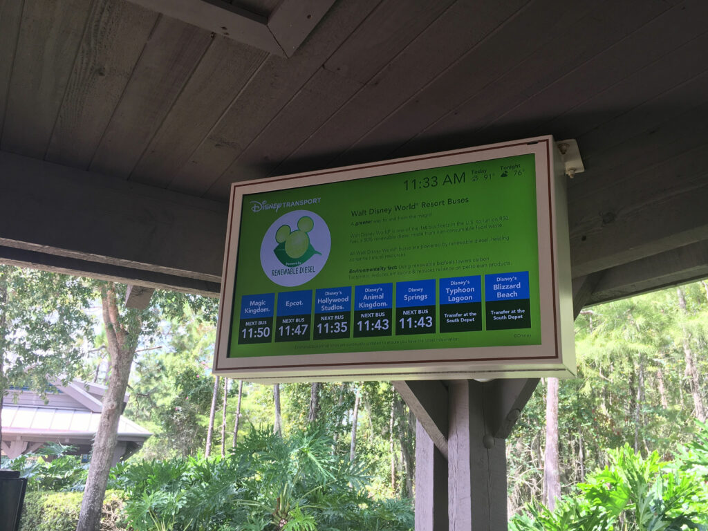 Disney Port Orleans Riverside Bus Stop Wait Times Sign