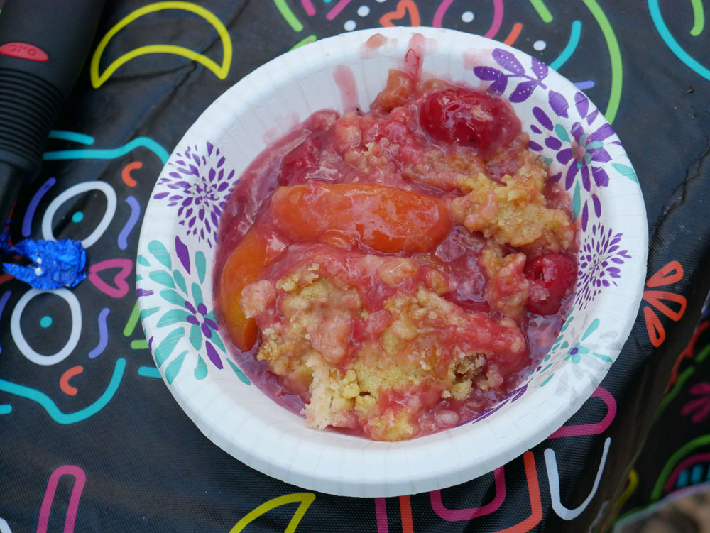 Tasty Peach Dutch Oven Cobbler In Bowl Ready to Serve