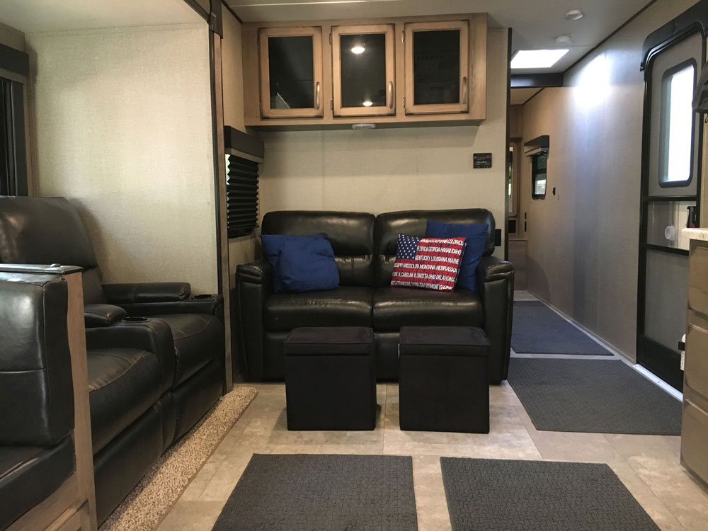 Cozy RV pillows throw rugs ottomans