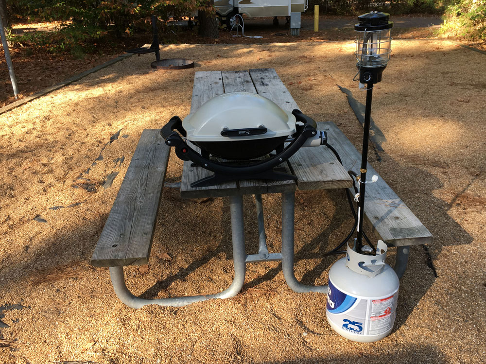 Easy camping grill setup weber small gas grill coleman northstar lantern propane tree hoses