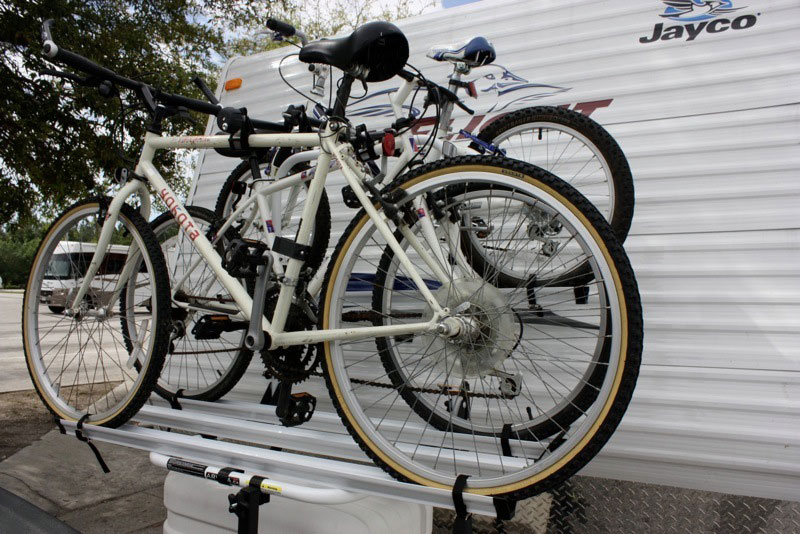 Bike rack above propane tanks sale