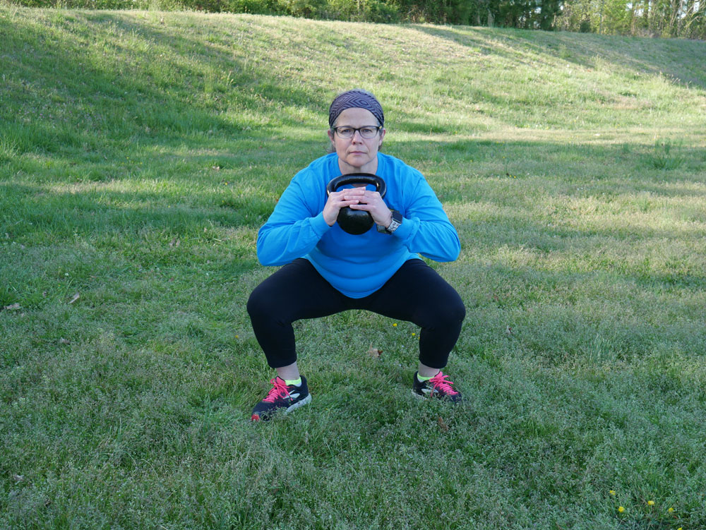 Judy Demonstsrating a Goblet Squat