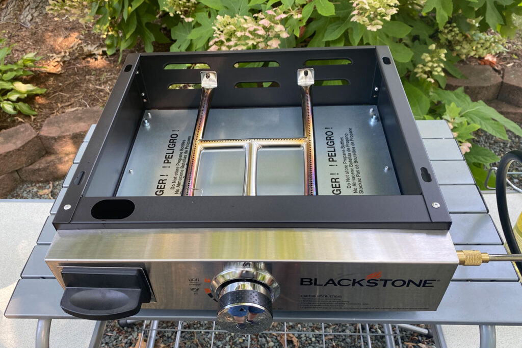 Blackstone griddle base with h-burner shown in Blackstone griddle review