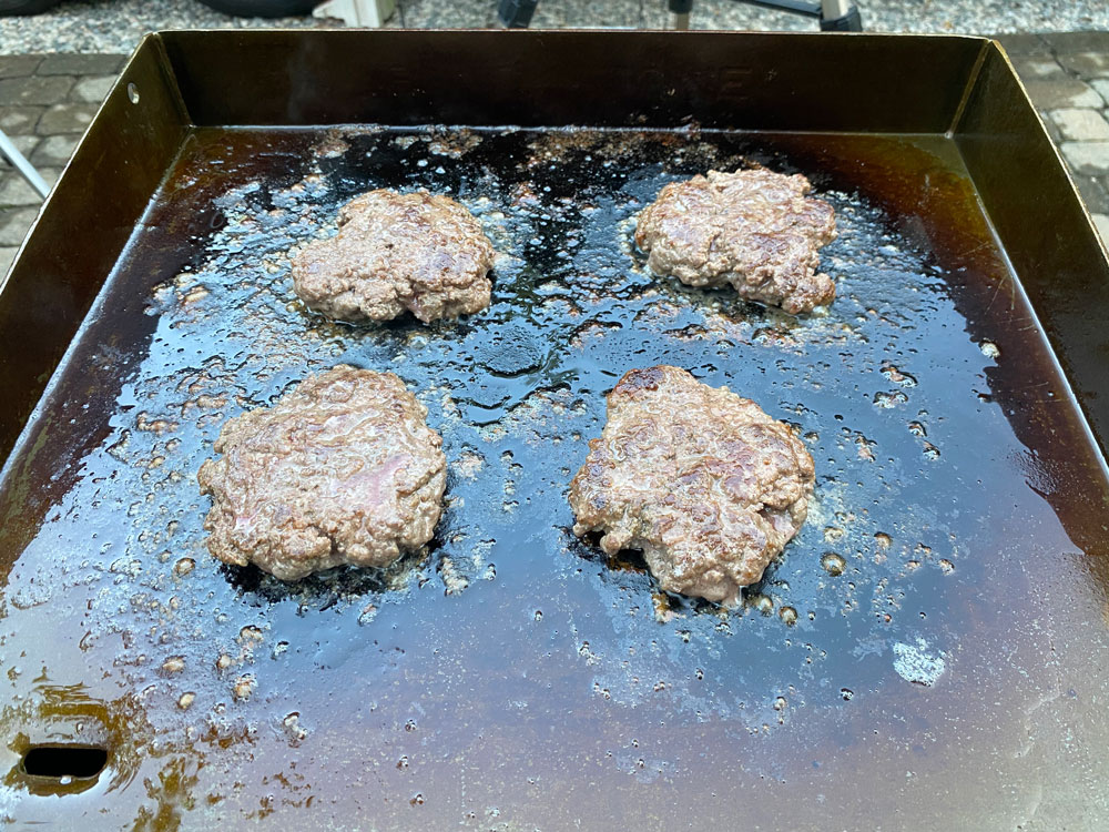 Wisconsin Style Smashburgers on Griddle