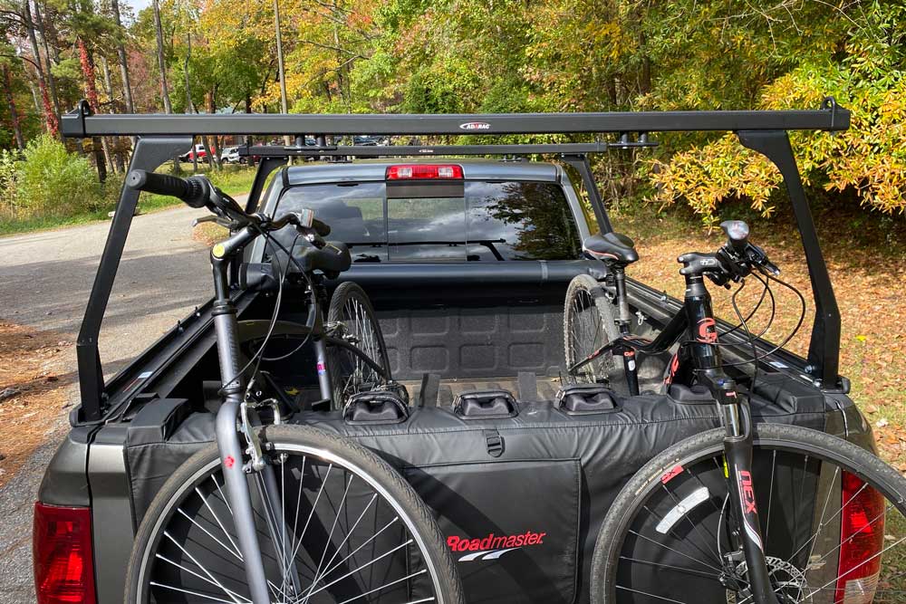 Two Bikes Loaded on a Roadmaster Tailgate Bike Pad