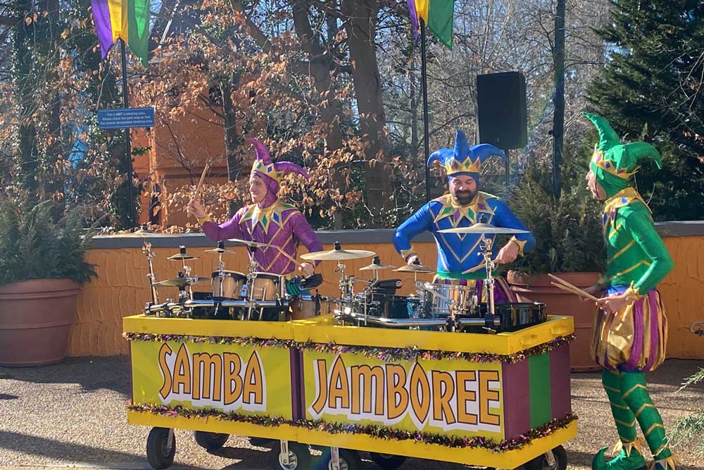 Samba Jamboree drum show at Busch Gardens Williamsburg Mardi Gras