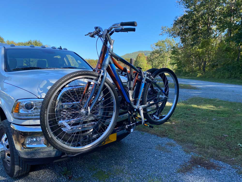 Front bumper bicycle store rack