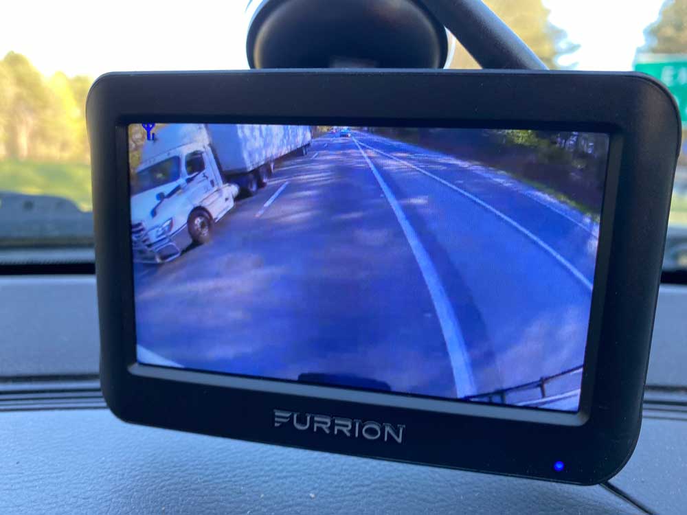 Highway view on Furrion Vision S travel trailer backup camera