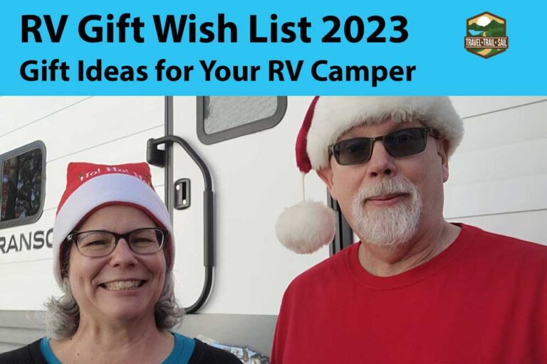 Erling and Judy in Santa Hats share their 2023 Holiday RV Gift Ideas