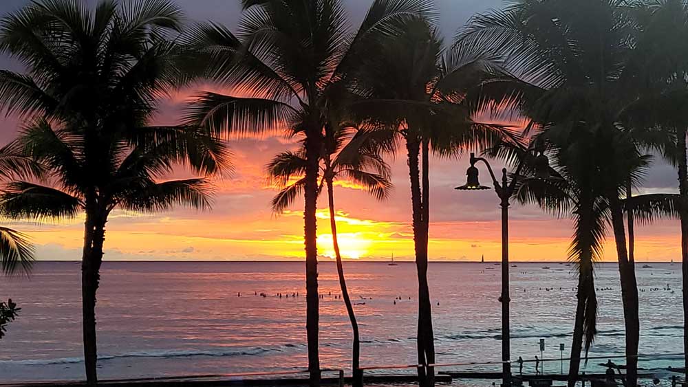 Sunset view from Waikiki Beach Marriott