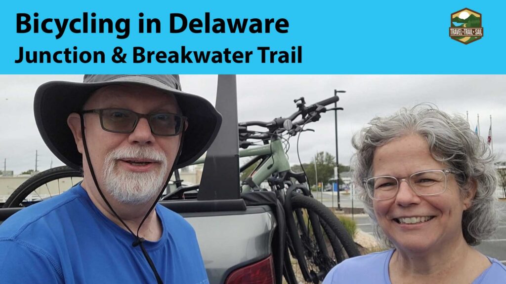 Erling & Judy with bicycles. Biking in Delaware YouTube video thumbnail.