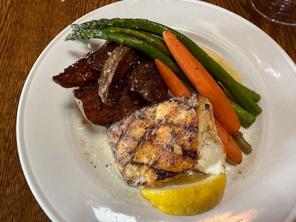 Halibut dinner at Pump House in Fairbanks Alaska