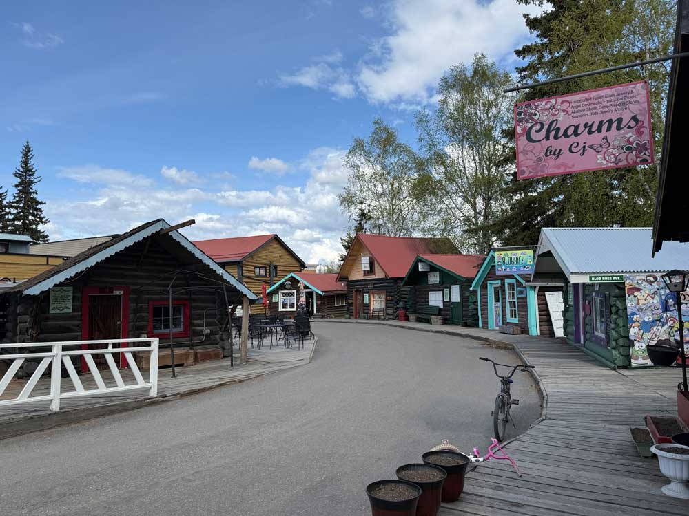 Shops in historic buildings at Pioneer Park Fairbanks Alaska