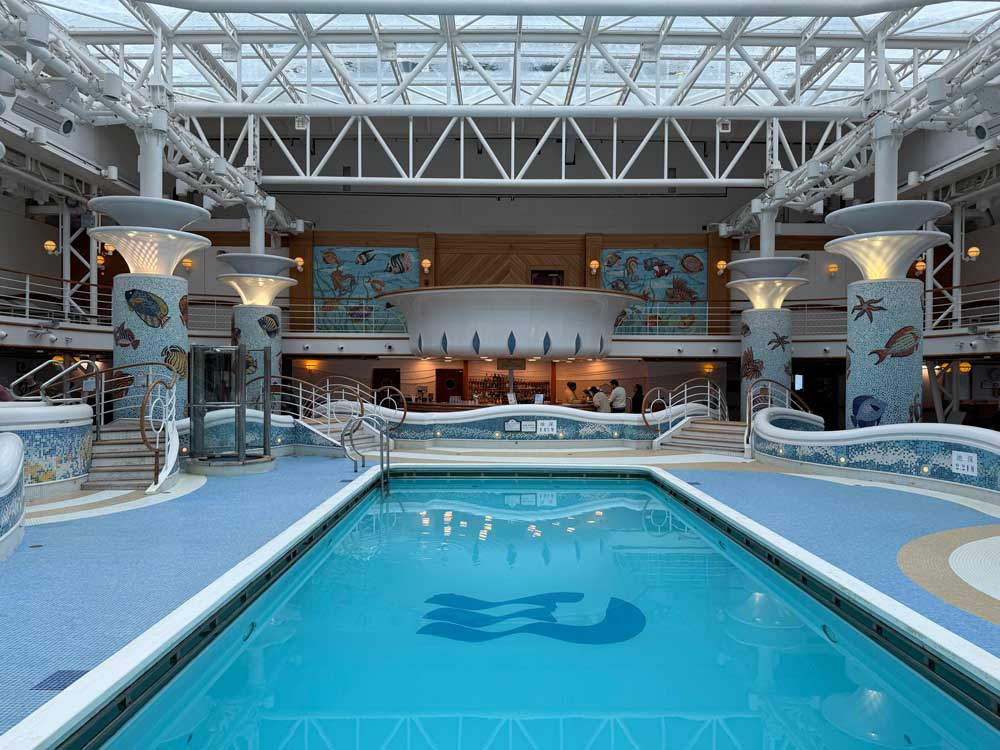 Covered pool area on the Sapphire Princess cruise ship.