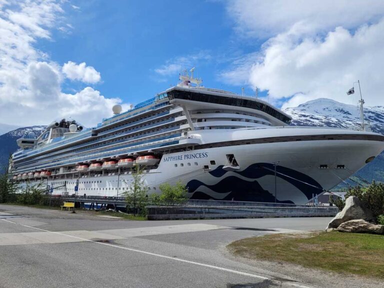 Sapphire Princess cruise ship docked in Skagway Alaska