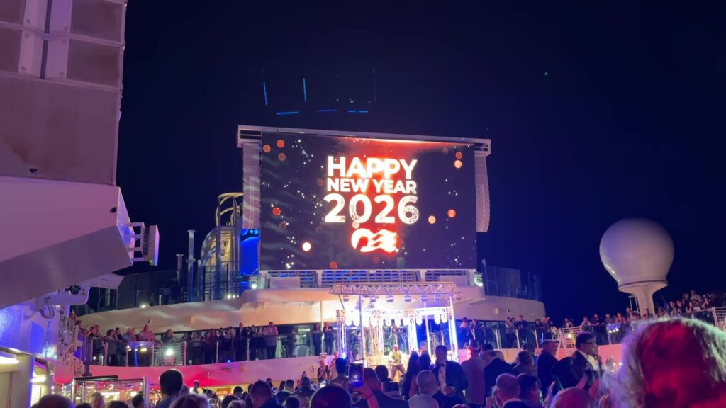 Happy New Year on the big screen on Sun Princess.