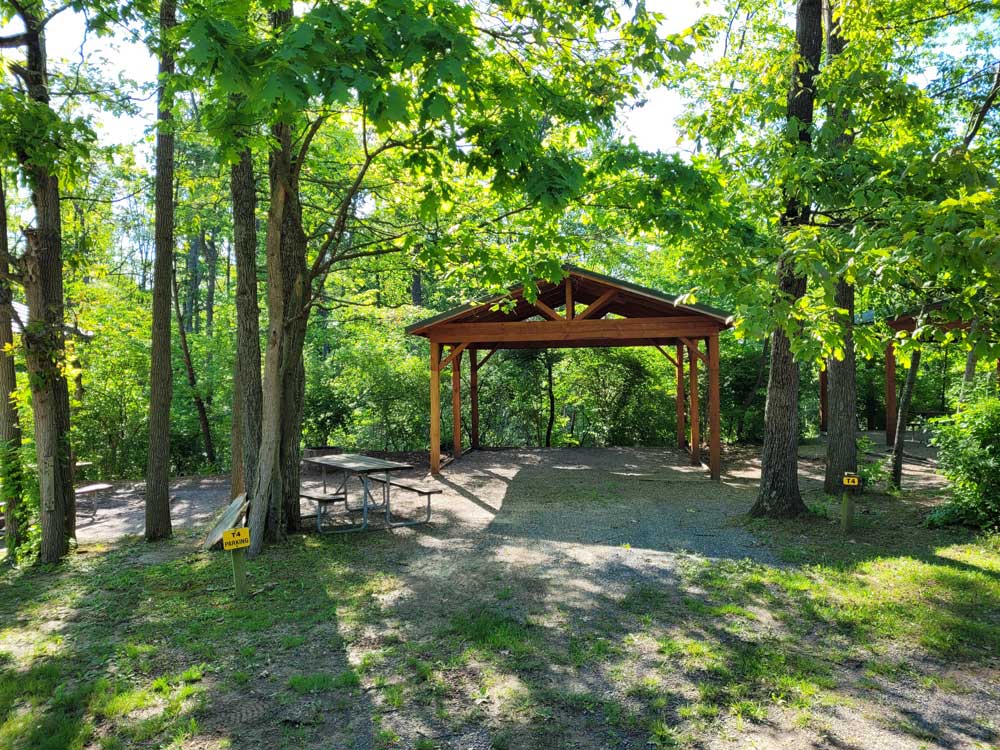 Covered tent camping site at KOA Williamsport