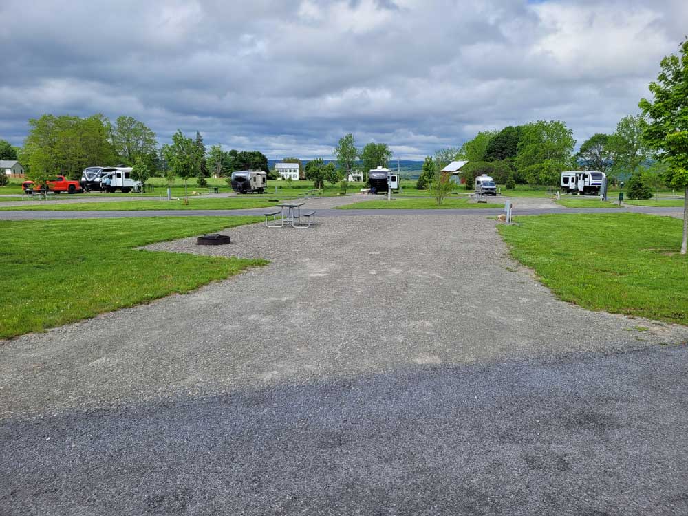 Spacious full-hookup RV site at Finger Lakes RV Resort