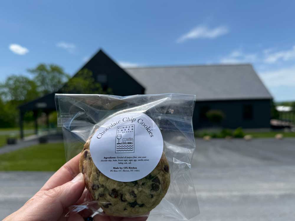 Chocolate chip cookie received on arrival at Finger Lakes RV Resort